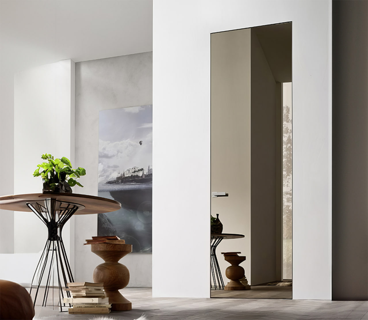 Скрытые двери стеклянные/зеркальные