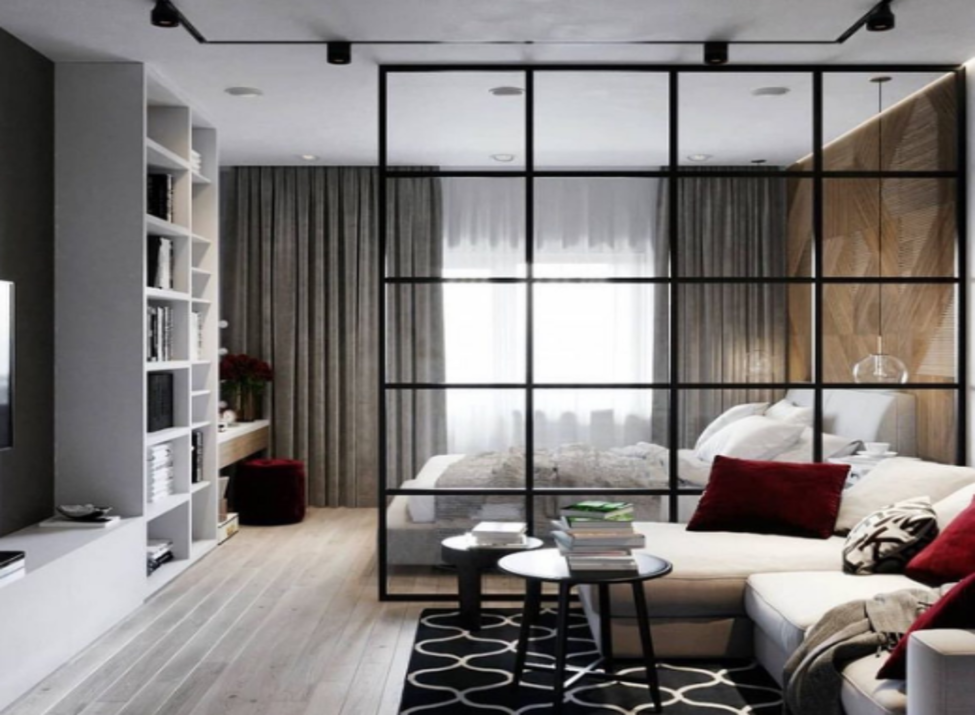 Зонирование комнаты на спальню и гостиную