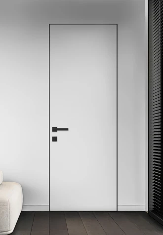 Invisible CXL грунтованные под покраску с черным алюминиевым торцом (наружное открывание) - Межкомнатные двери