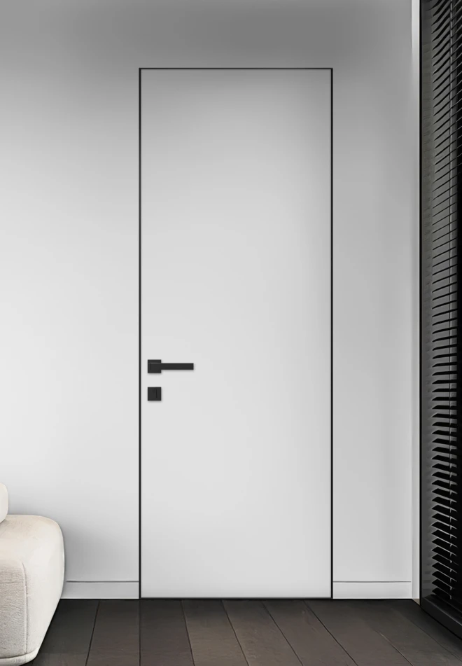 Invisible CXL primed for painting with black aluminum end (outward opening) - Interroom doors